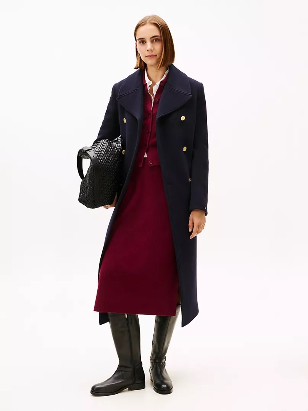 Tommy Hilfiger Women’s Ribbed Midi Skirt in Burgundy - Picture 4 of 14